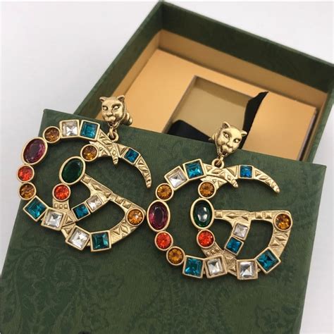 gucci earrings blue|authentic gucci earrings.